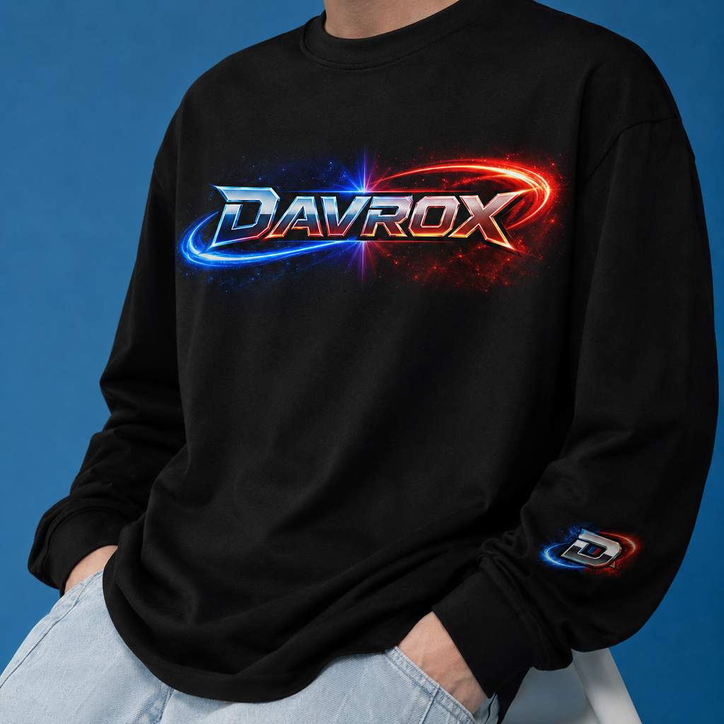 Dayrox Logo Long Sleeve T-Shirt — Retro Neon Sci‑Fi Gamer Tee